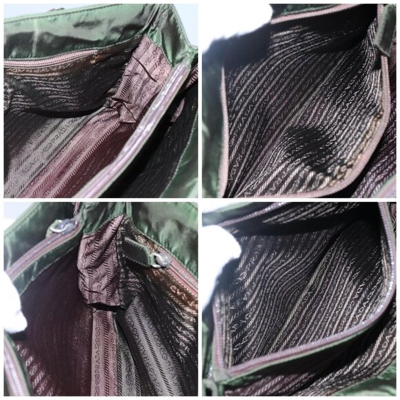 PRADA Chain Shoulder Bag Nylon Khaki Silver Auth - Picture 15 of 16